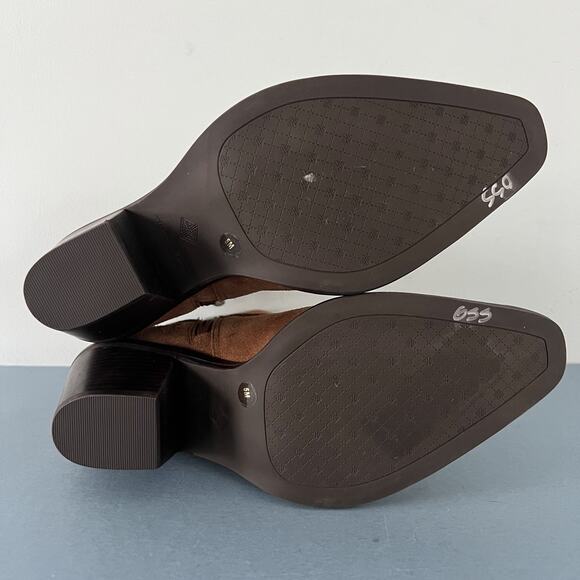 Antonio Melani Tabbie Oiled Suede Pecan Pie Brown Western Buckle Boots - Picture 8 of 8